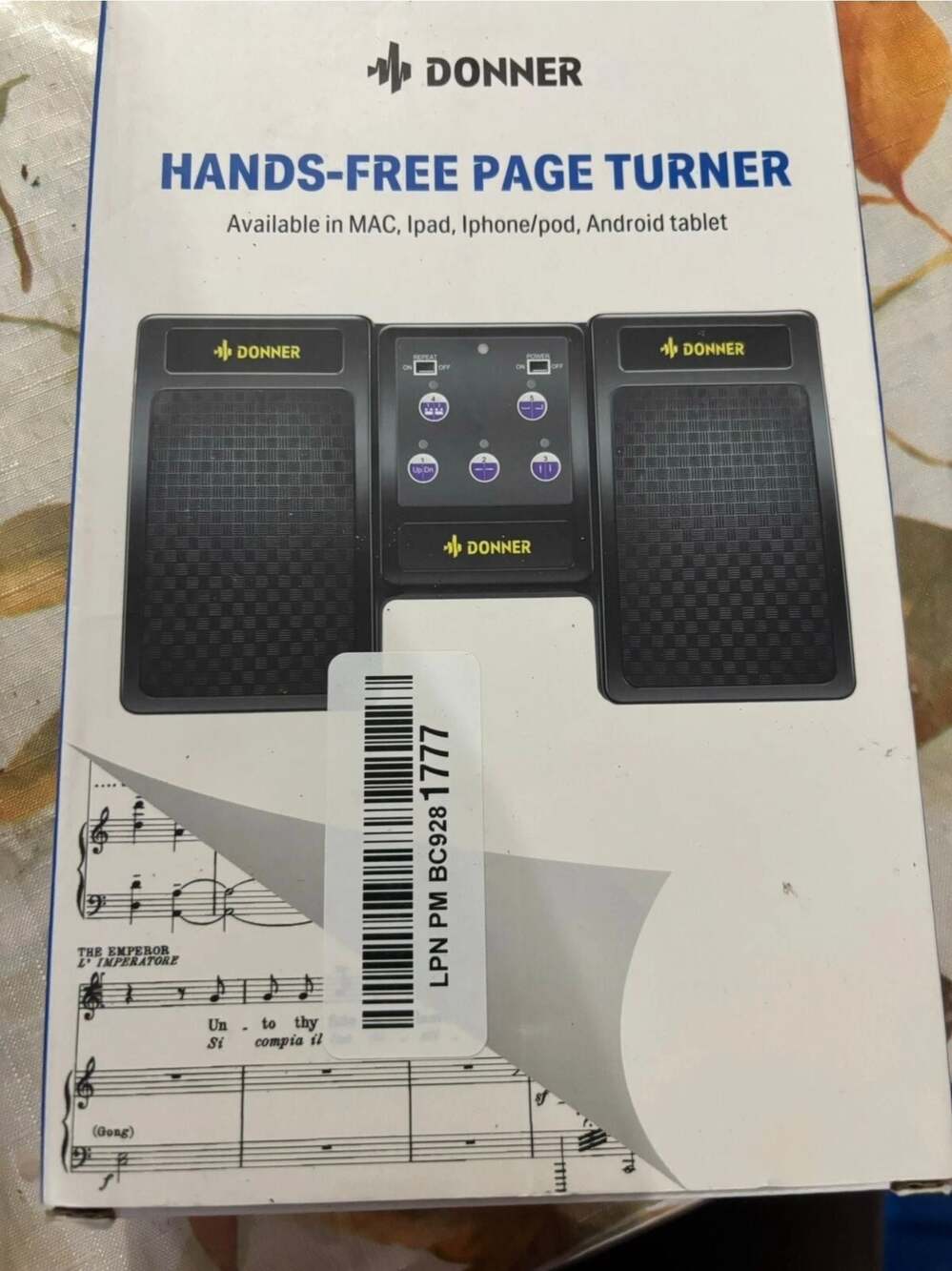 Donner Wireless Page Turner Pedal for Tablets Phone Foot Pedal Rechargeable